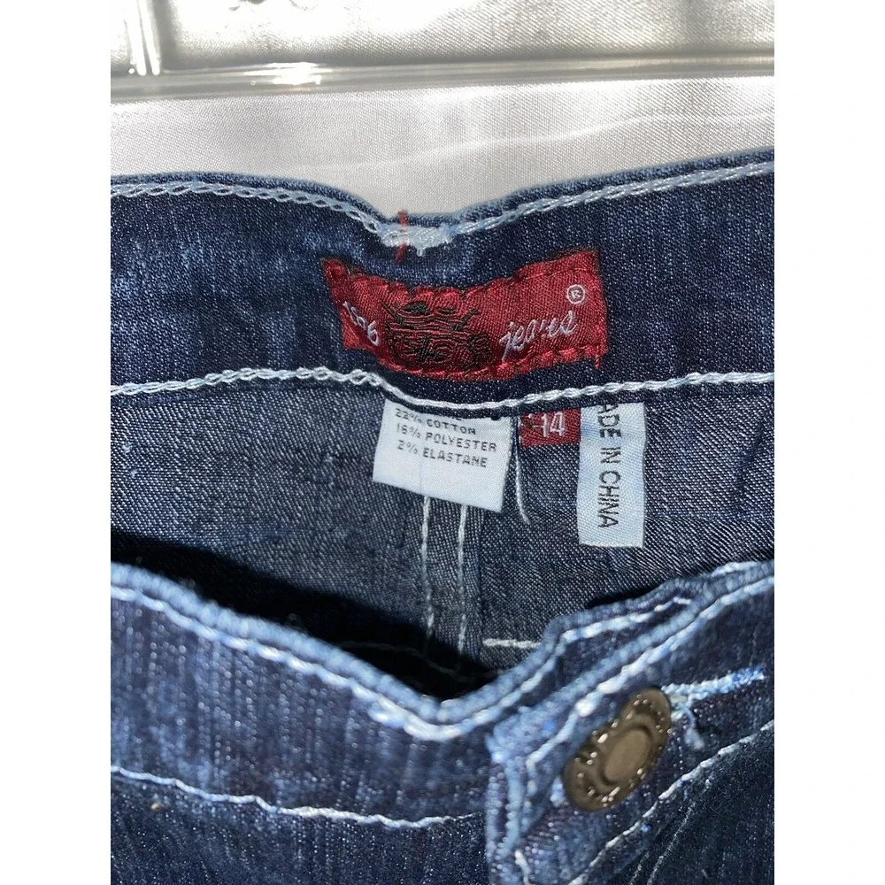 1826 Women Jeans Denim Stretch Embroidery Embellished Back Pockets Sz 14 New Tag